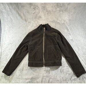 Sportsgirl Jacket Women's 10 black with Green Undertone Corduroy Jacket